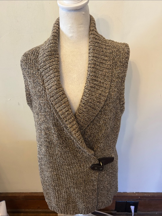 Charter Club Sweaters - Charter Club Brown Metallic  Shawl Collar Sleeveless Cardigan Size XL EUC